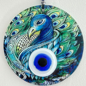 peacock evil eye glass deco