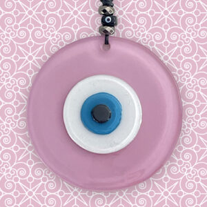 pink evil eye glass deco