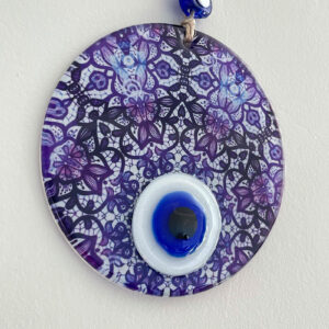 purple evil eye glass deco