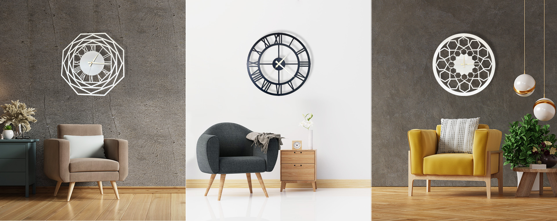 Large black retro wall clock