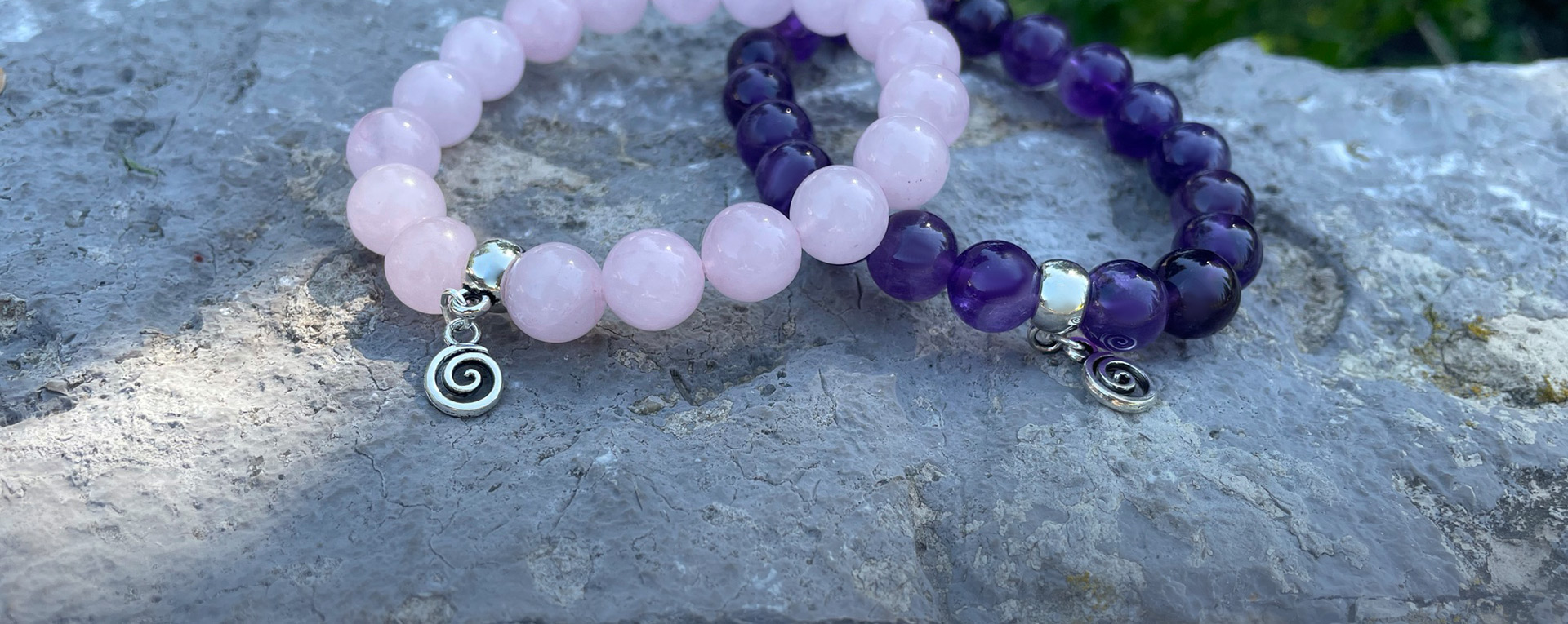 Amethyst and Rose Quartz gemstone bracelet
