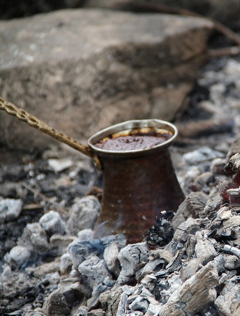 Turkish coffee in charcoal